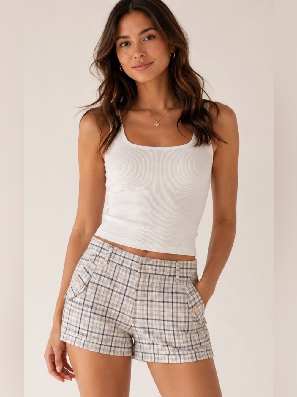 Y2K Ruff Hewn Plaid Shorts Size 8 Mid Rise Cotton Shorts Preppy Grunge Coquette